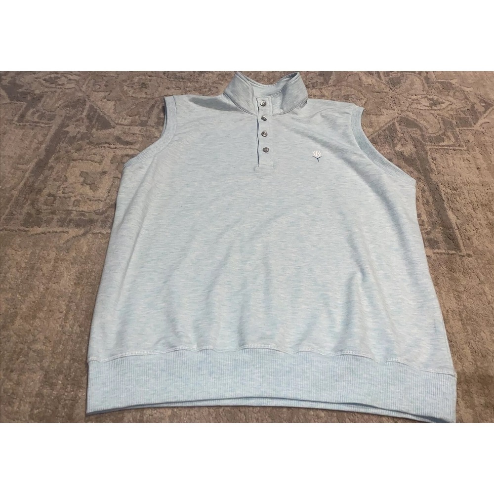 F & G Tech Mens Golf Pullover Mock 1/4 Button up Turtleneck Sz Large Lt‎ Blue